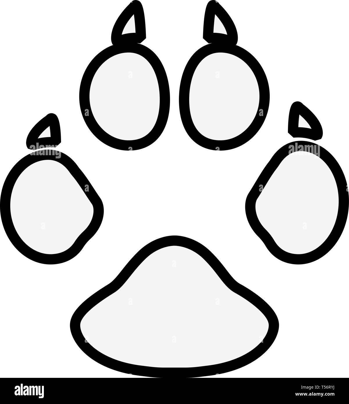 Dog or cat paw print line art vector icon for animal apps and websites eps10 Stock Vector