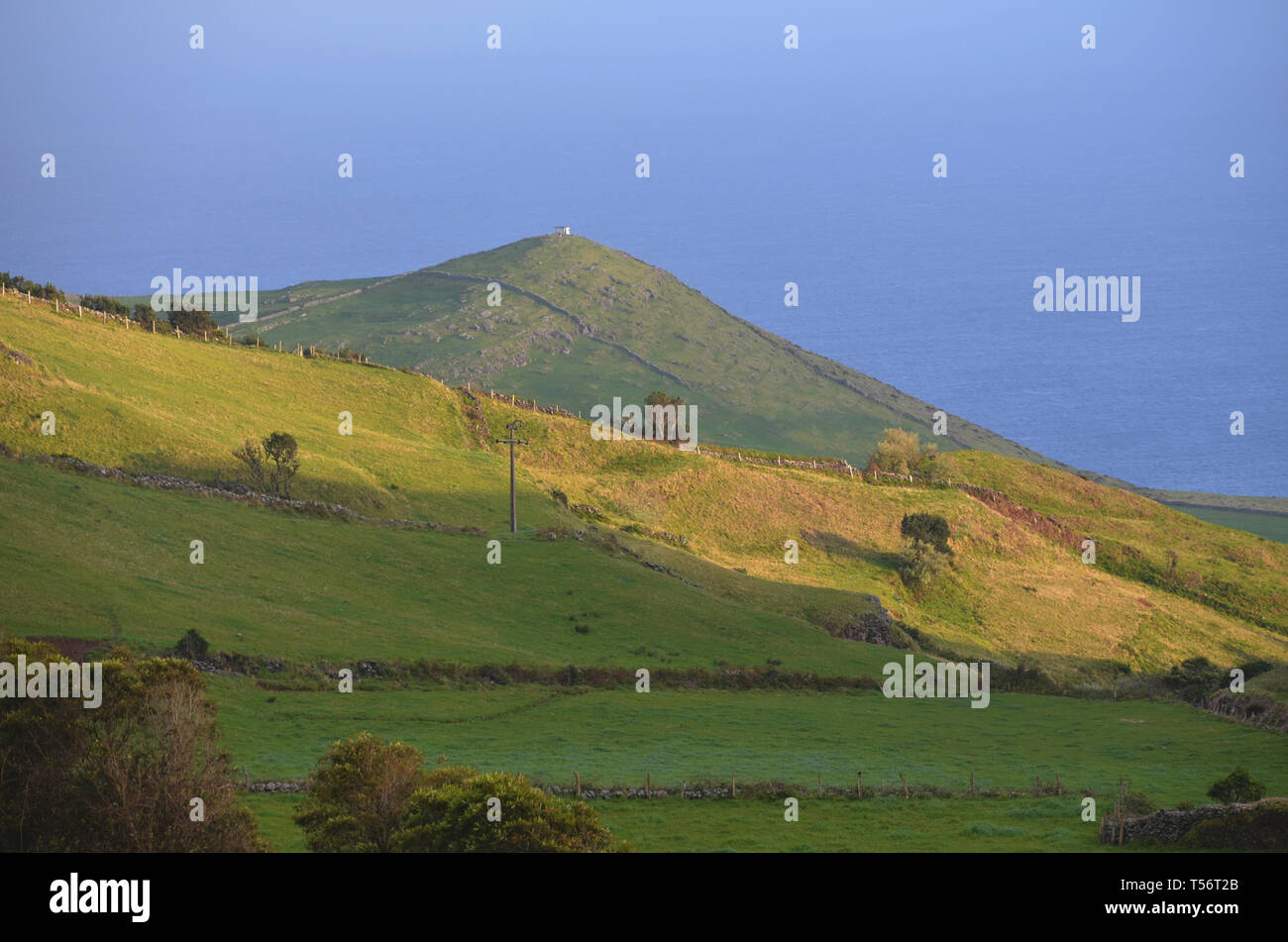 Pastures and rural landscapes in Malbusca, a small parish in the island of Santa Maria, Azores archipelago Stock Photo
