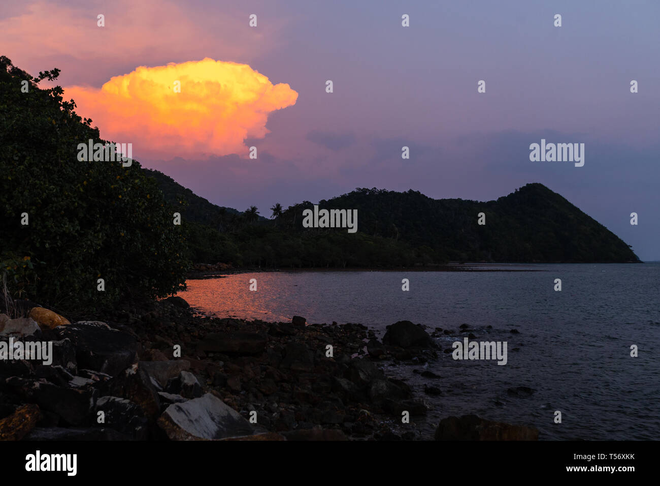 Unusual Alien Cloud Vivid Sunset At Ko Chang Island In