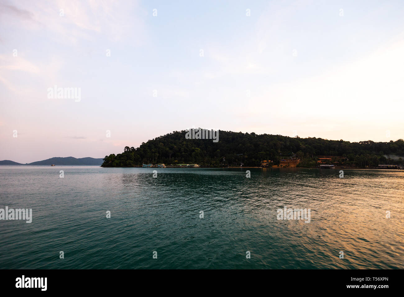 Green Vivid Sunset At Ko Chang Island In Thailand April