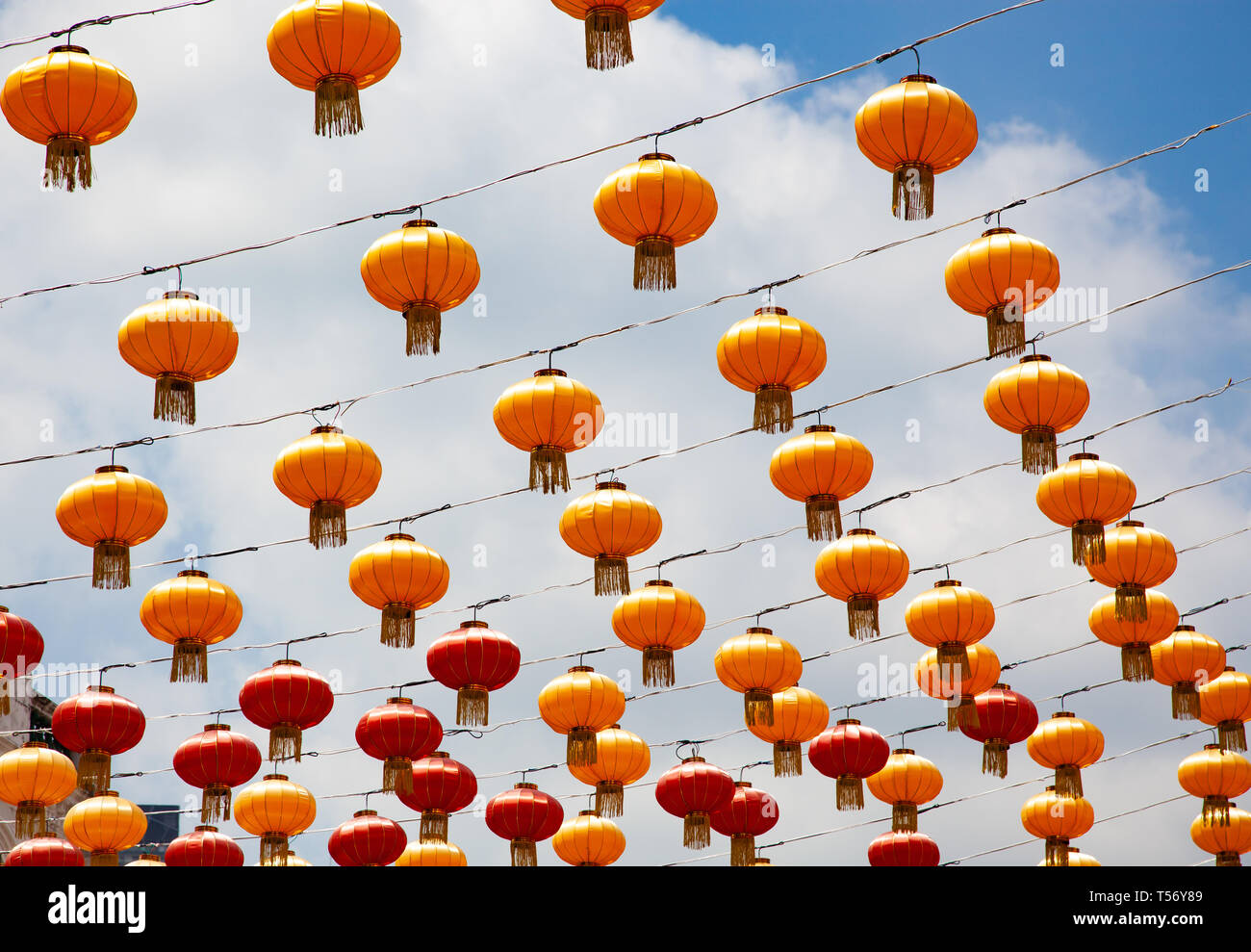 chinese lanterns and blue sky Stock Photo