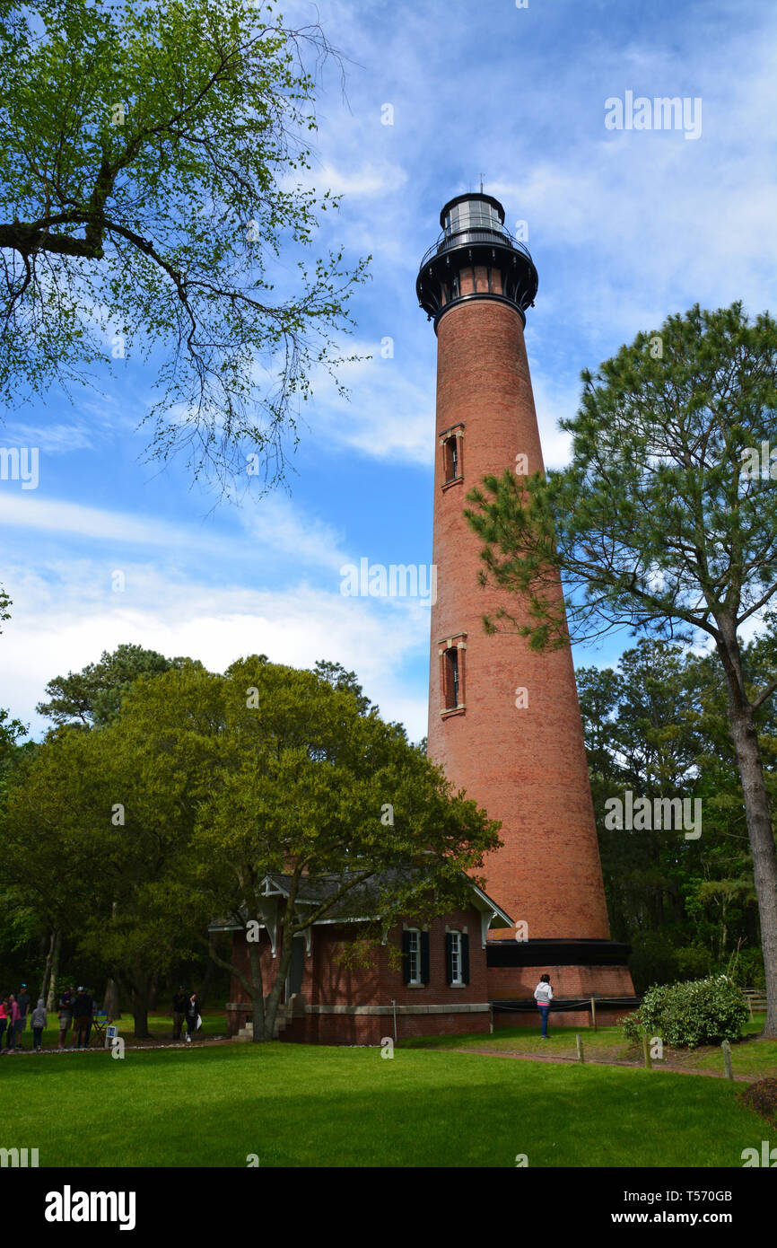 The Currituck Beach Lighthouse in Corolla North Carolina is at the far northern end of the Outer