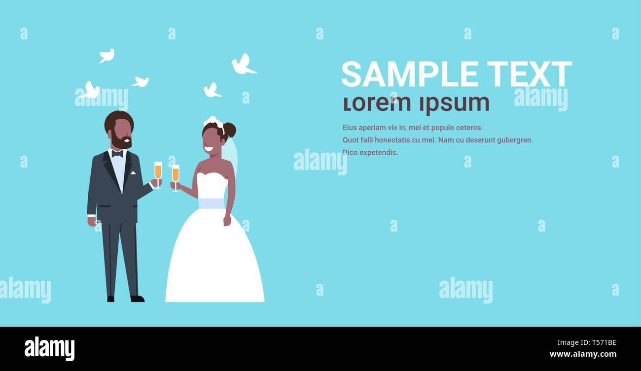 just married african american couple standing together bride and groom