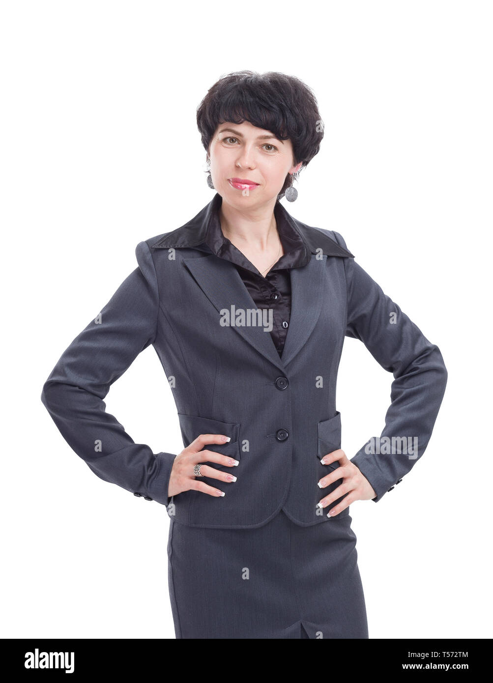 confident business woman in a business suit. isolated on white ...