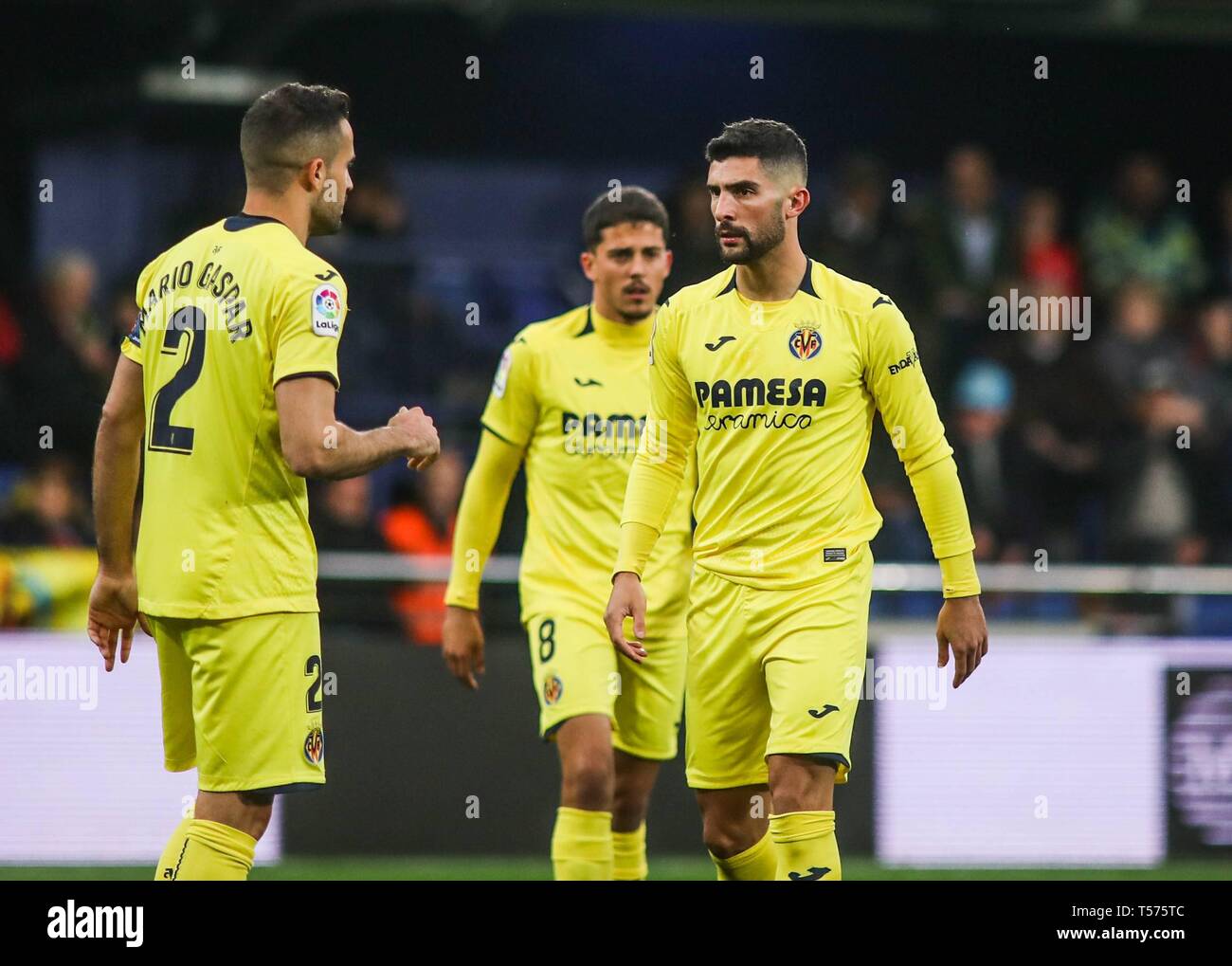 Villarreal, Spain. 21st Apr, 2019.   Mario Gaspar and Alvaro Gonzalez during the football match between Villarreal CF and CD Leganes on April 21, 2019 at Ceramica Stadium in Villarreal, Spain. Credit: CORDON PRESS/Alamy Live News Stock Photo