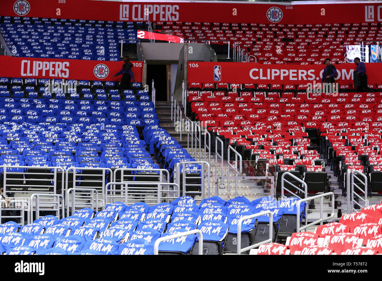 Los Angeles, CA, USA. 21st Apr, 2019. Clippers banners before game