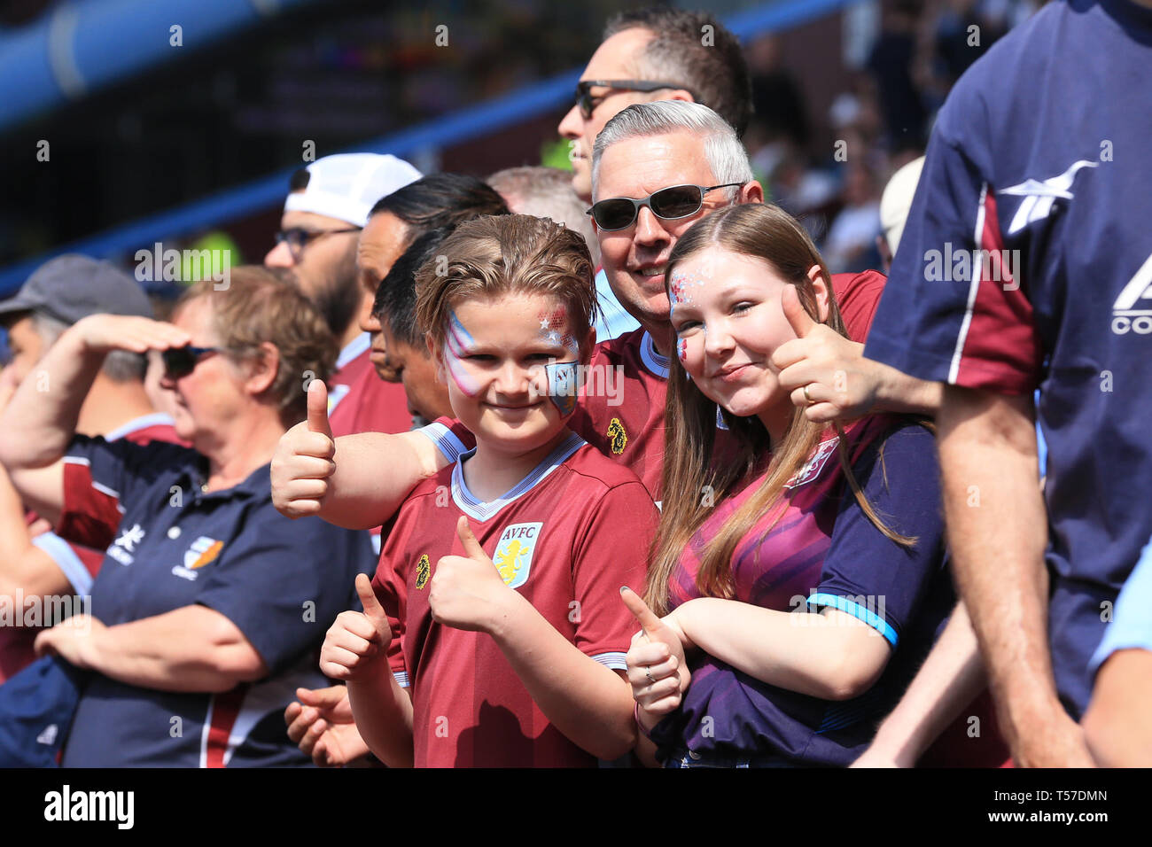 Birmingham, UK. 22nd Apr, 2019.Aston Villa fans during the Sky Bet Championship match between Aston Villa and Millwall at Villa Park, Birmingham. (Credit: Leila Coker | MI News) Editorial use only, license required for commercial use. No use in betting, games or a single club/league/player publications. Photograph may only be used for newspaper and/or magazine editorial purposes. Credit: MI News & Sport /Alamy Live News Stock Photo