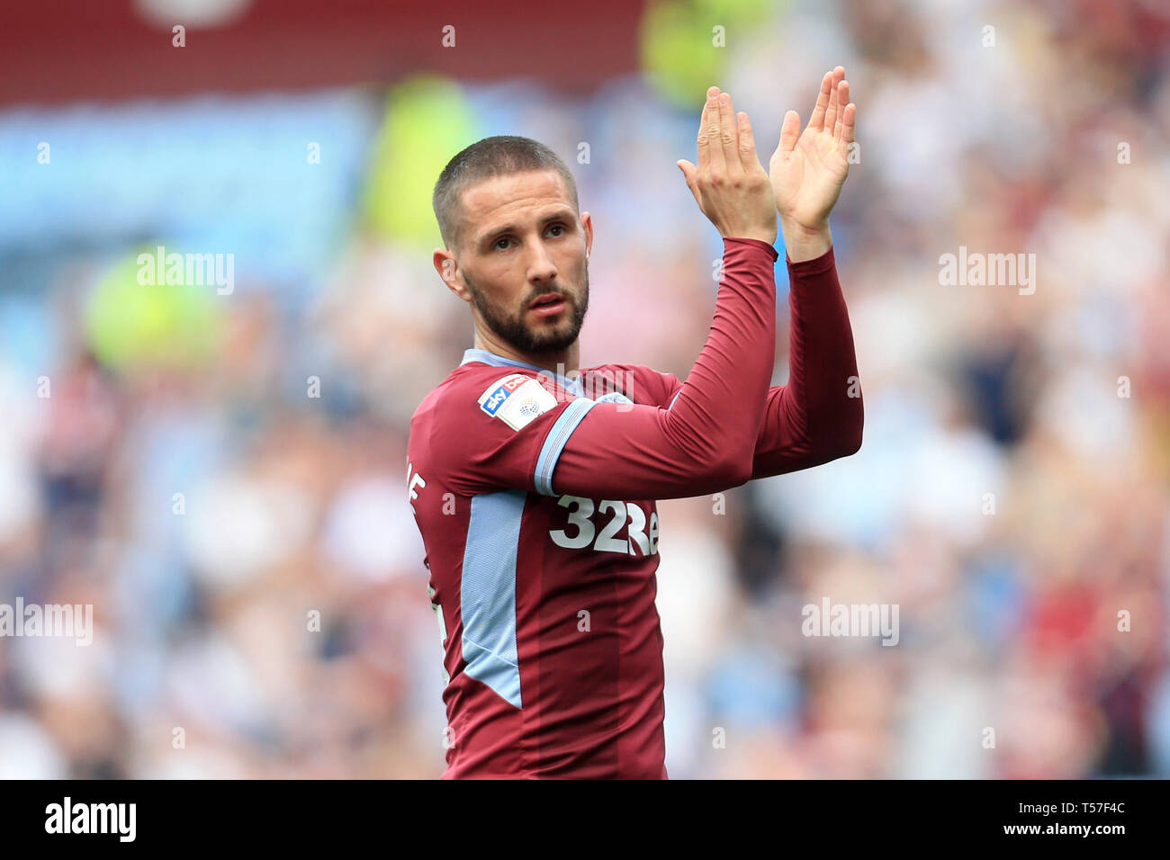 Birmingham, UK. 22nd Apr, 2019. Conor Hourihane of Aston Villa applauds the fans after the Sky Bet Championship match between Aston Villa and Millwall at Villa Park, Birmingham. (Credit: Leila Coker | MI News) Editorial use only, license required for commercial use. No use in betting, games or a single club/league/player publications. Photograph may only be used for newspaper and/or magazine editorial purposes. Credit: MI News & Sport /Alamy Live News Stock Photo