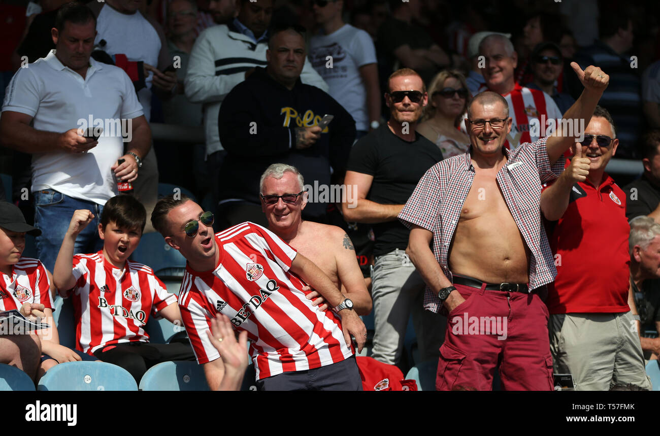 Peterborough, UK. 22nd Apr, 2019. Sunderland fans during the Sky Bet League 1 match between Peterborough and Sunderland at London Road, Peterborough. (Credit: Chris Booth | MI News) Editorial use only, license required for commercial use. No use in betting, games or a single club/league/player publications. Photograph may only be used for newspaper and/or magazine editorial purposes. Credit: MI News & Sport /Alamy Live News Stock Photo