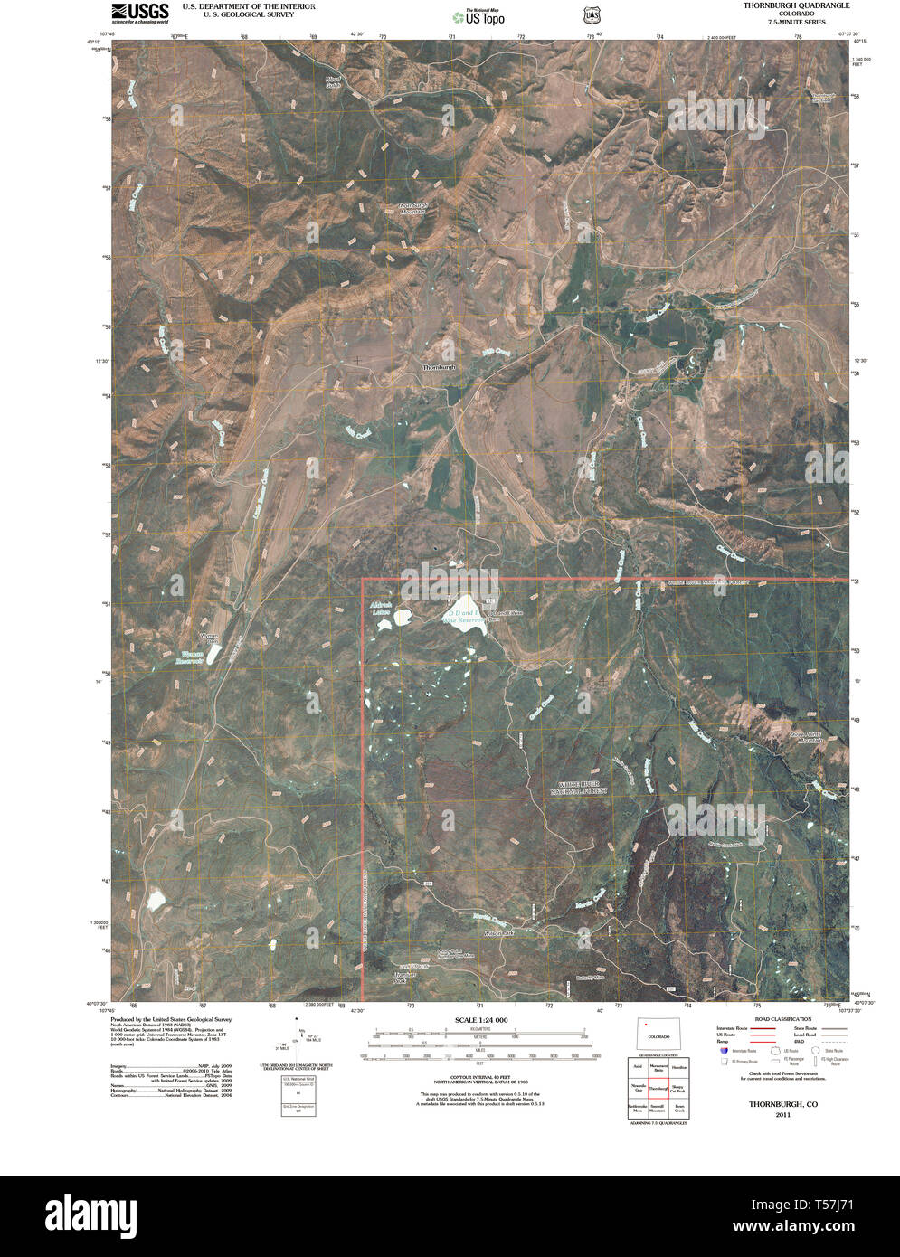 USGS TOPO Map Colorado CO Thornburgh 20110520 TM Restoration Stock Photo