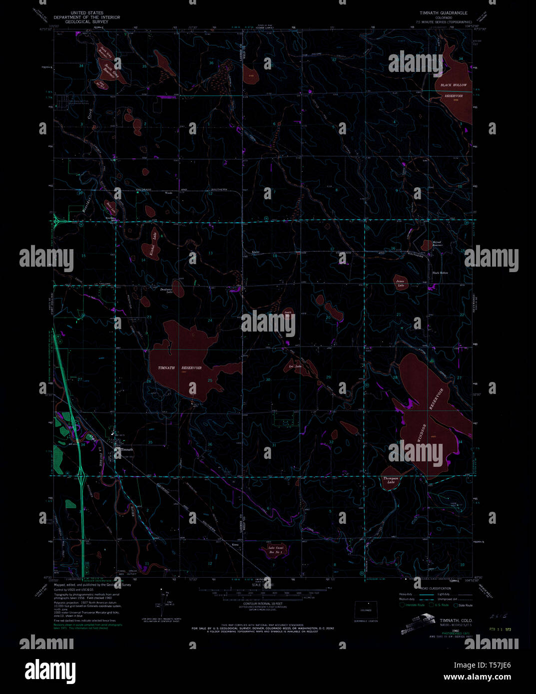 USGS TOPO Map Colorado CO Timnath 234732 1960 24000 Inverted Restoration Stock Photo Alamy