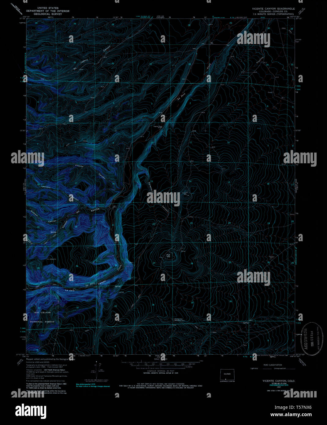 USGS TOPO Map Colorado CO Vicente - Usgs Topo Map Colorado Co Vicente Canyon 234850 1967 24000 Inverted Restoration T57NX6 