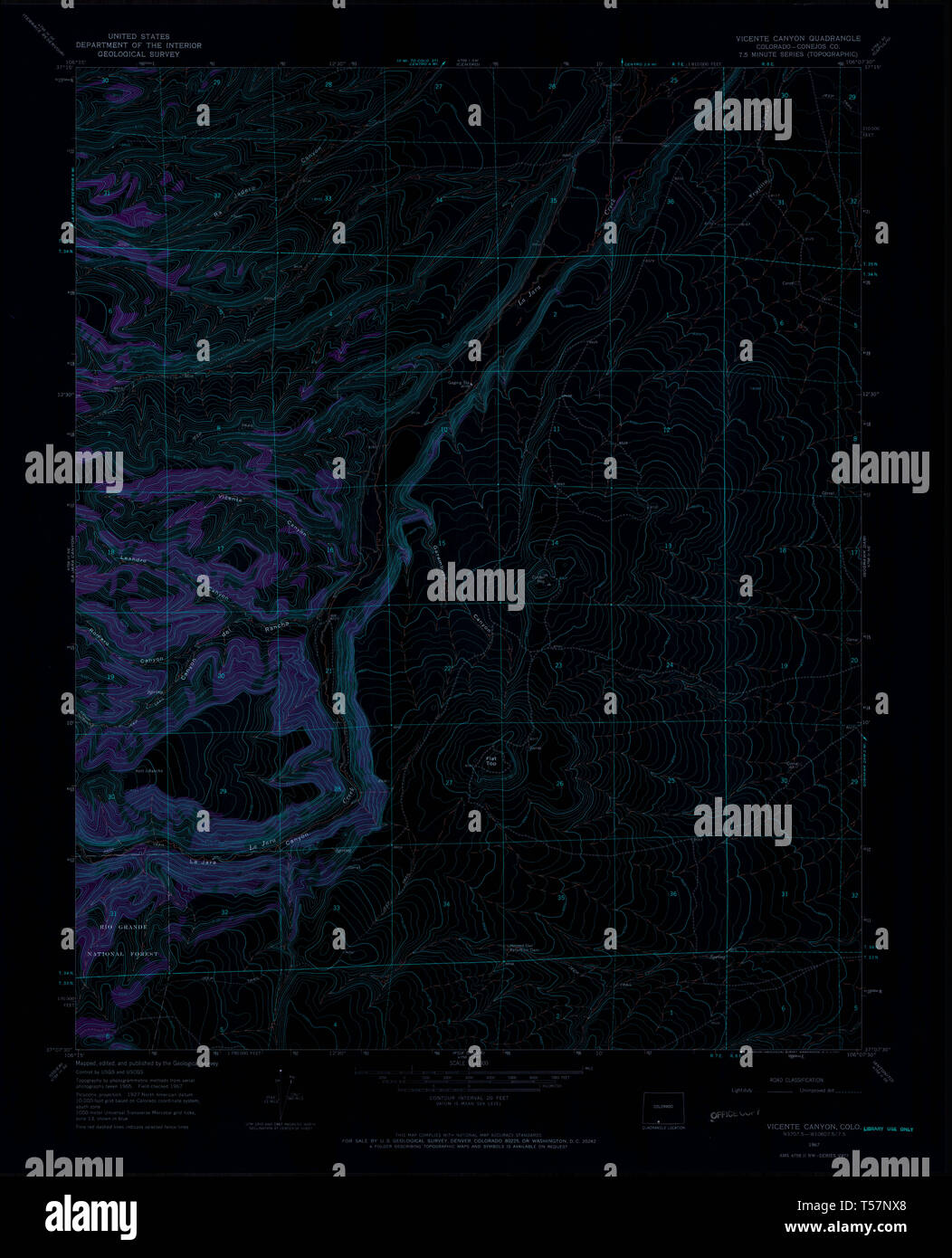 USGS TOPO Map Colorado CO Vicente - Usgs Topo Map Colorado Co Vicente Canyon 401930 1967 24000 Inverted Restoration T57NX8 