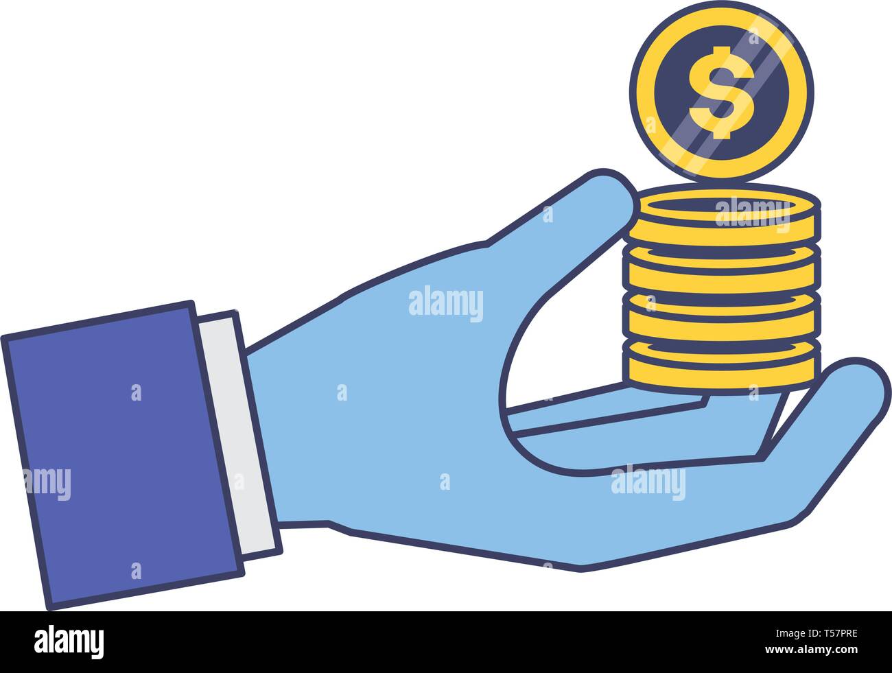 hand holding coins stack Stock Vector Image & Art - Alamy