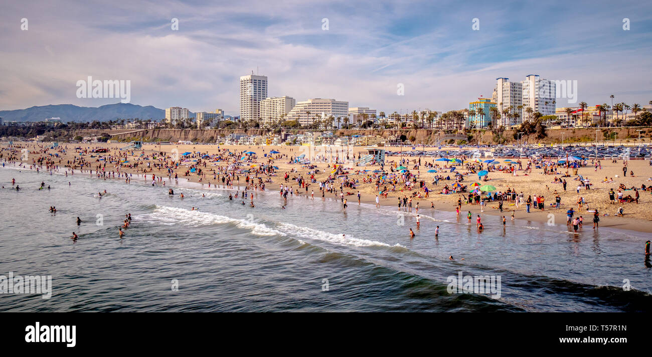 Aerial view over Santa Monica Beach in Los Angeles - LOS ANGELES, USA ...