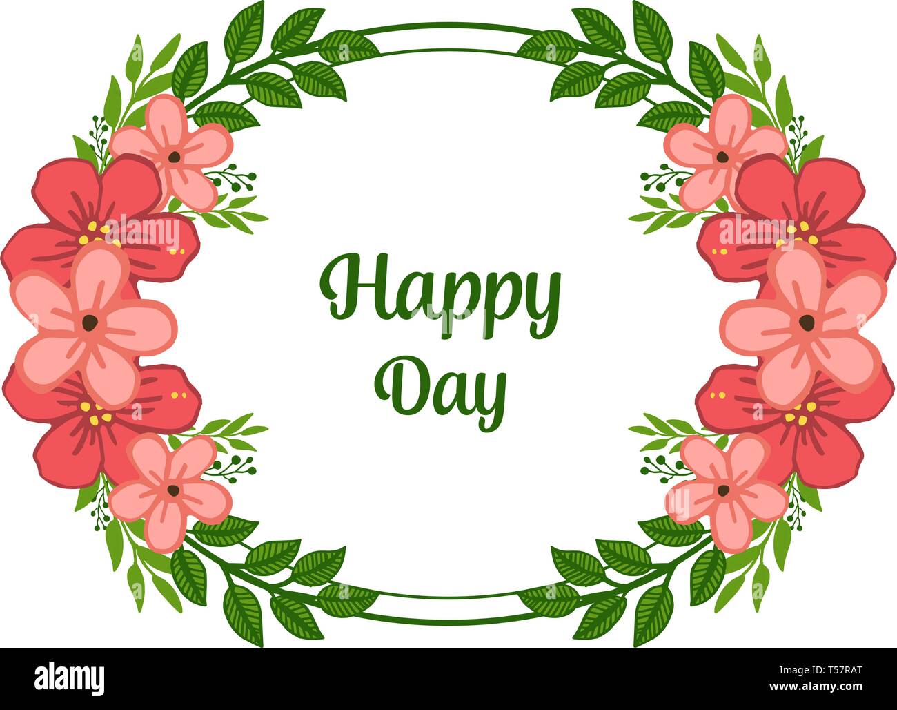 Vector illustration happy day with design orange flower frame hand ...