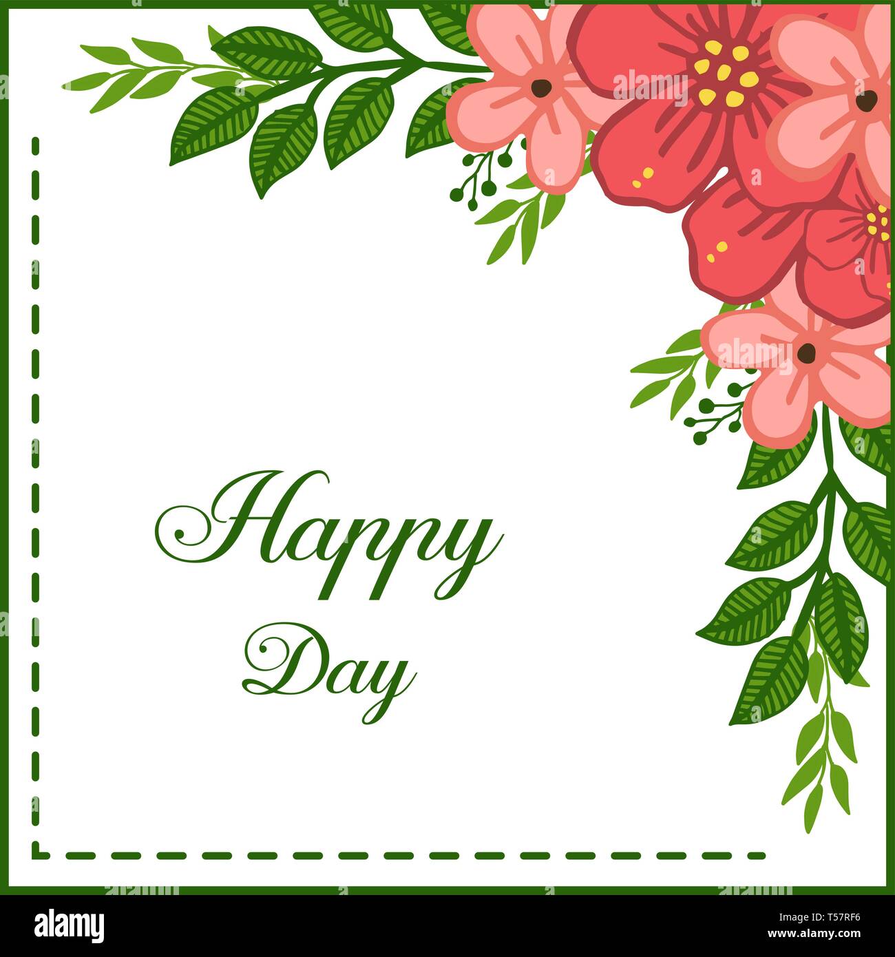 Vector illustration card happy day wedding with orange flower frames ...