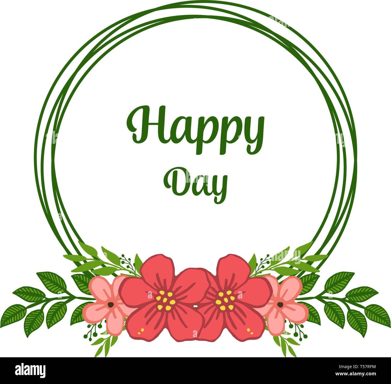 Vector illustration card happy day wedding with orange flower frames ...