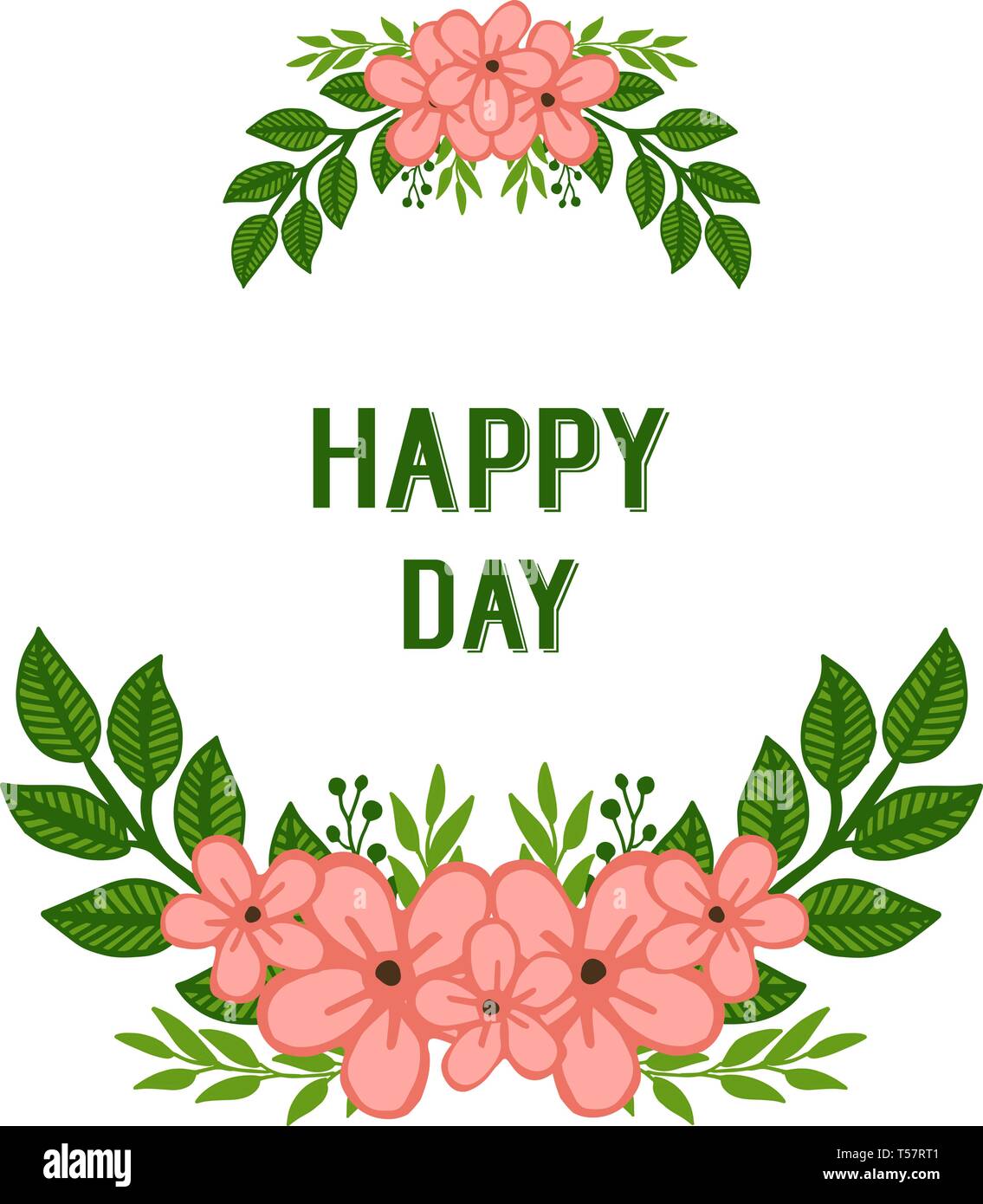 Vector Illustration Happy Day Wedding With Abstract Leaf Flower