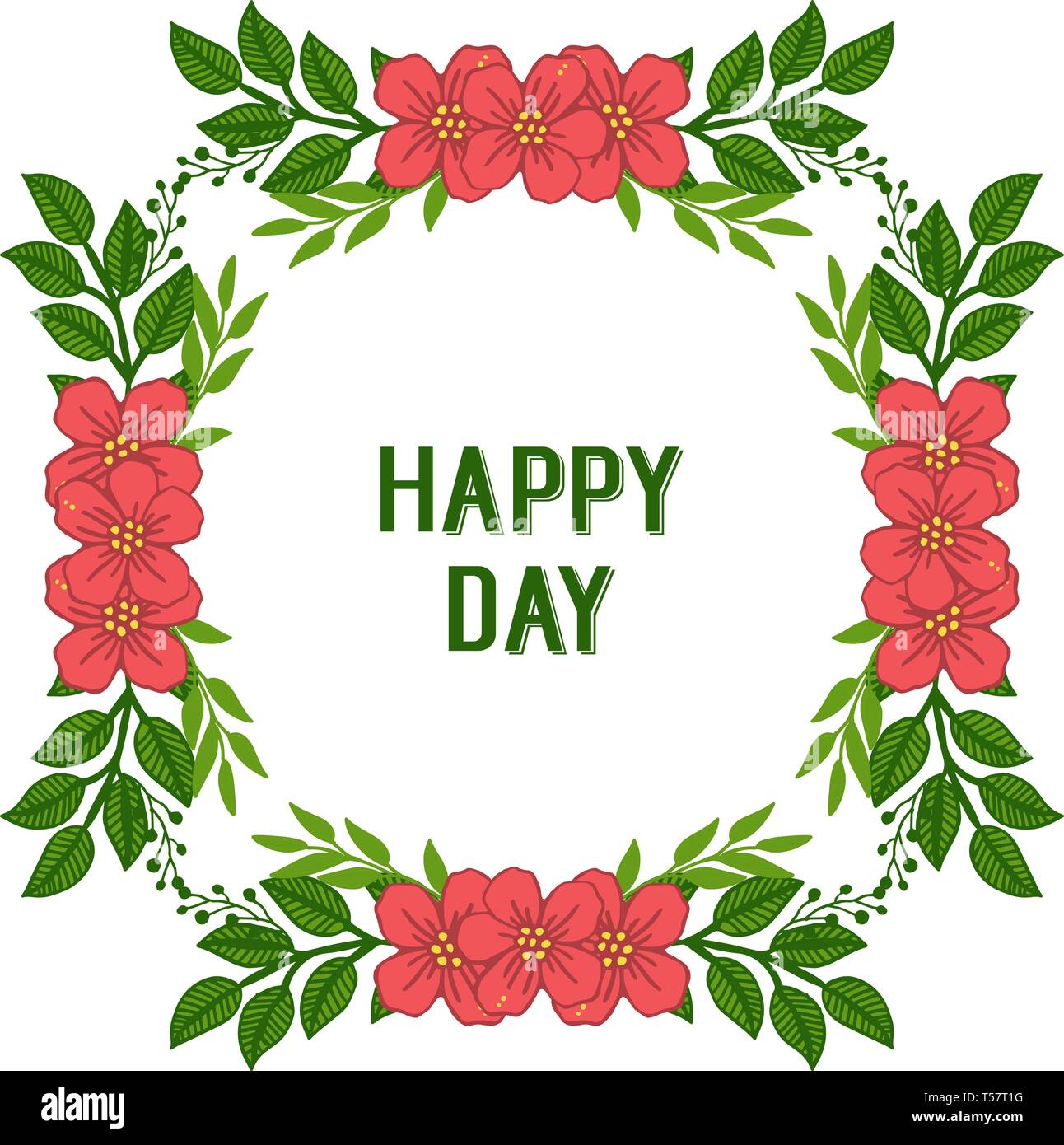 Vector illustration decor happy day wedding with ornate of leaf flower ...