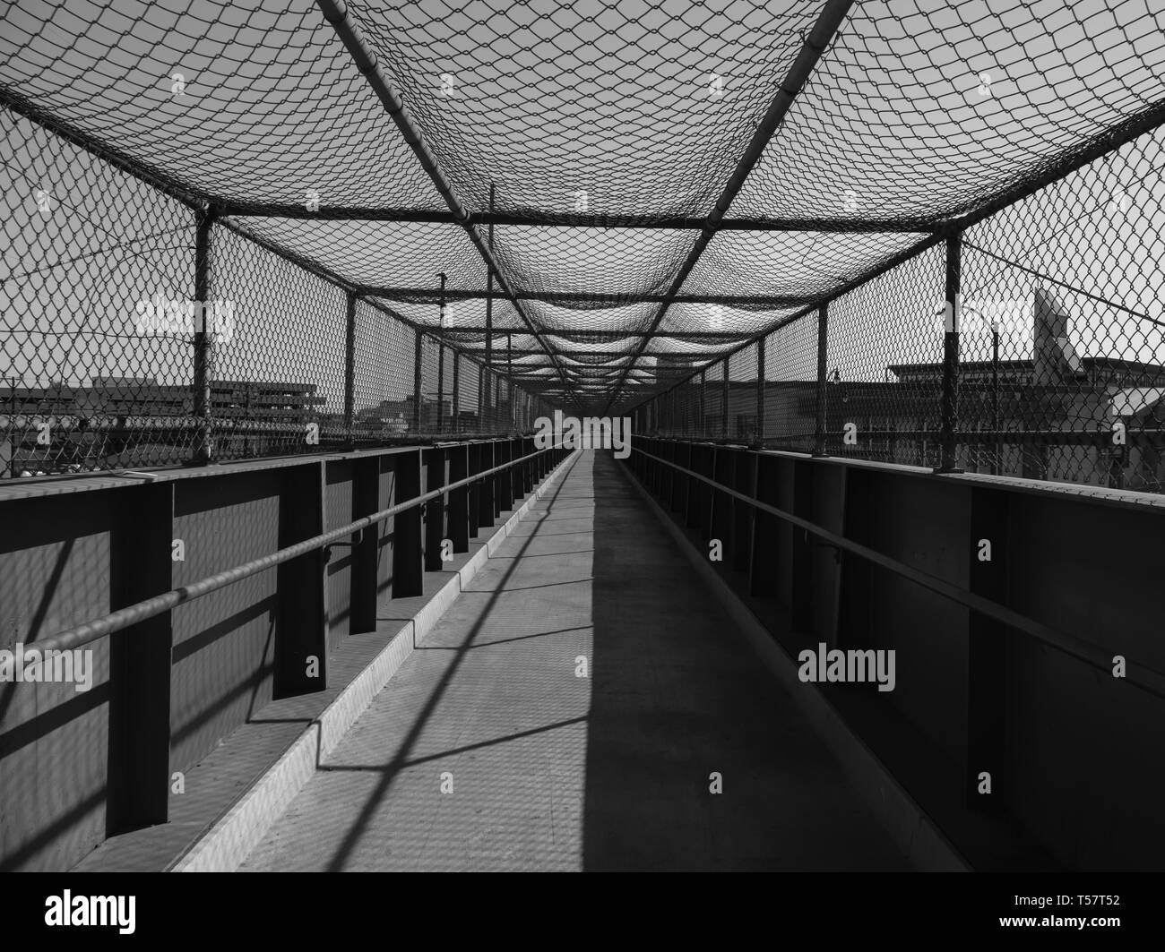 Black and white bridge cage Stock Photo