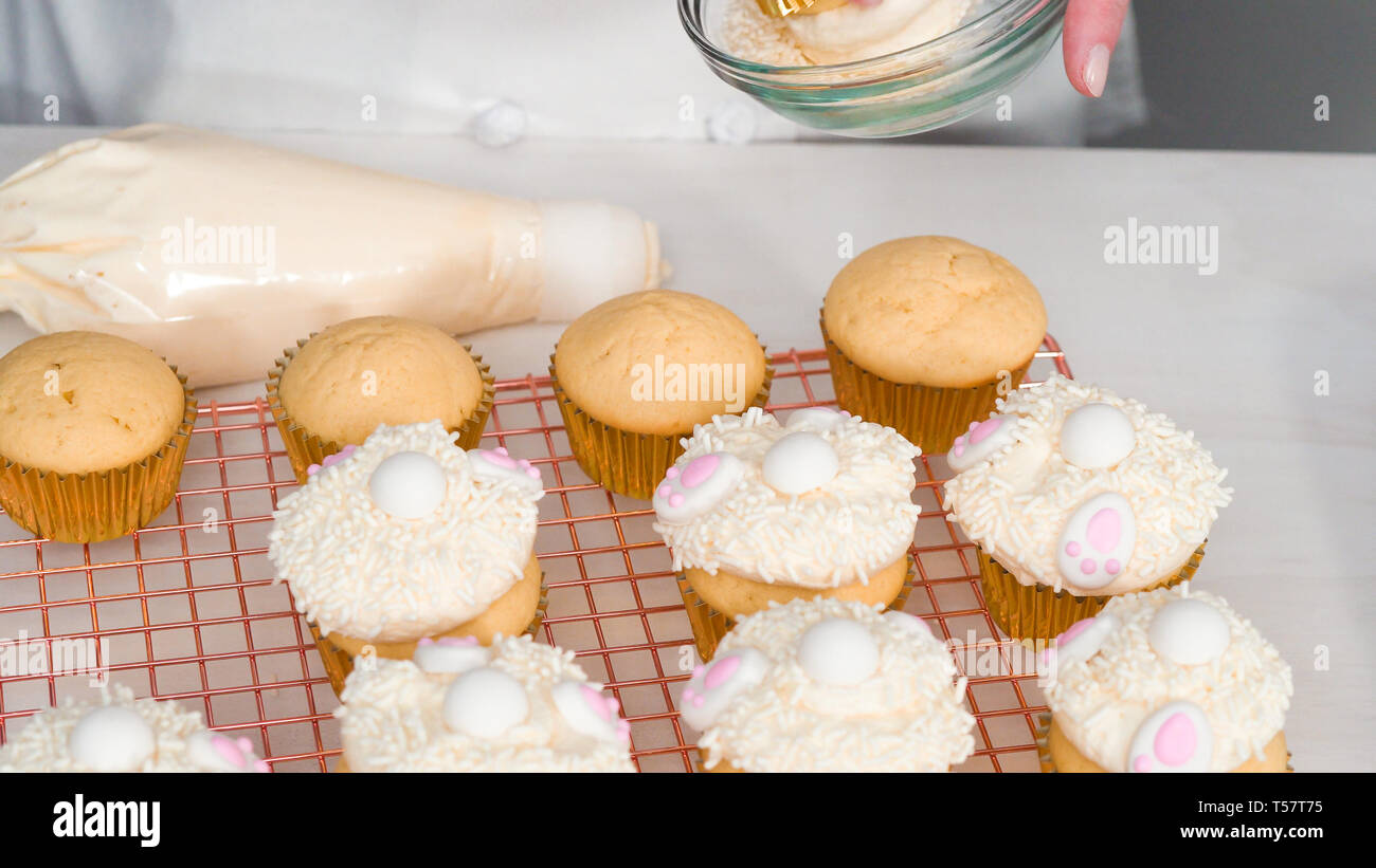 Step By Step Decorating Vanilla Cupcakes With White Buttercream
