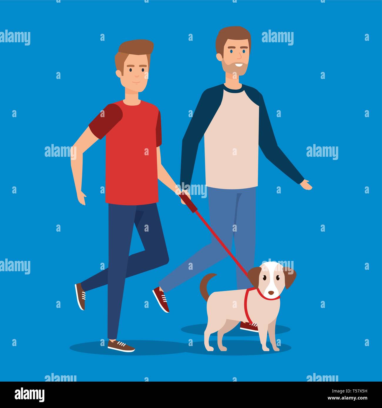 young man walking with dog Stock Vector Image & Art - Alamy