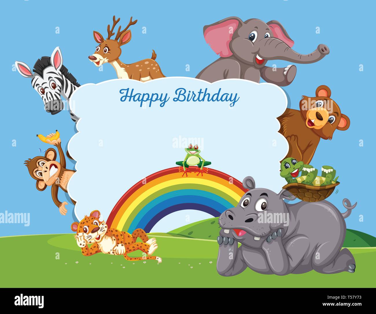 Wild animal on birthday template illustration Stock Vector Image & Art