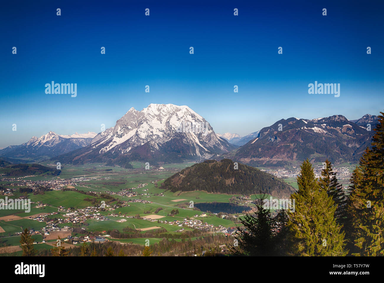 Grimming and Ennstal, Steiermark, Austria during a beautiful sunny spring day Stock Photo