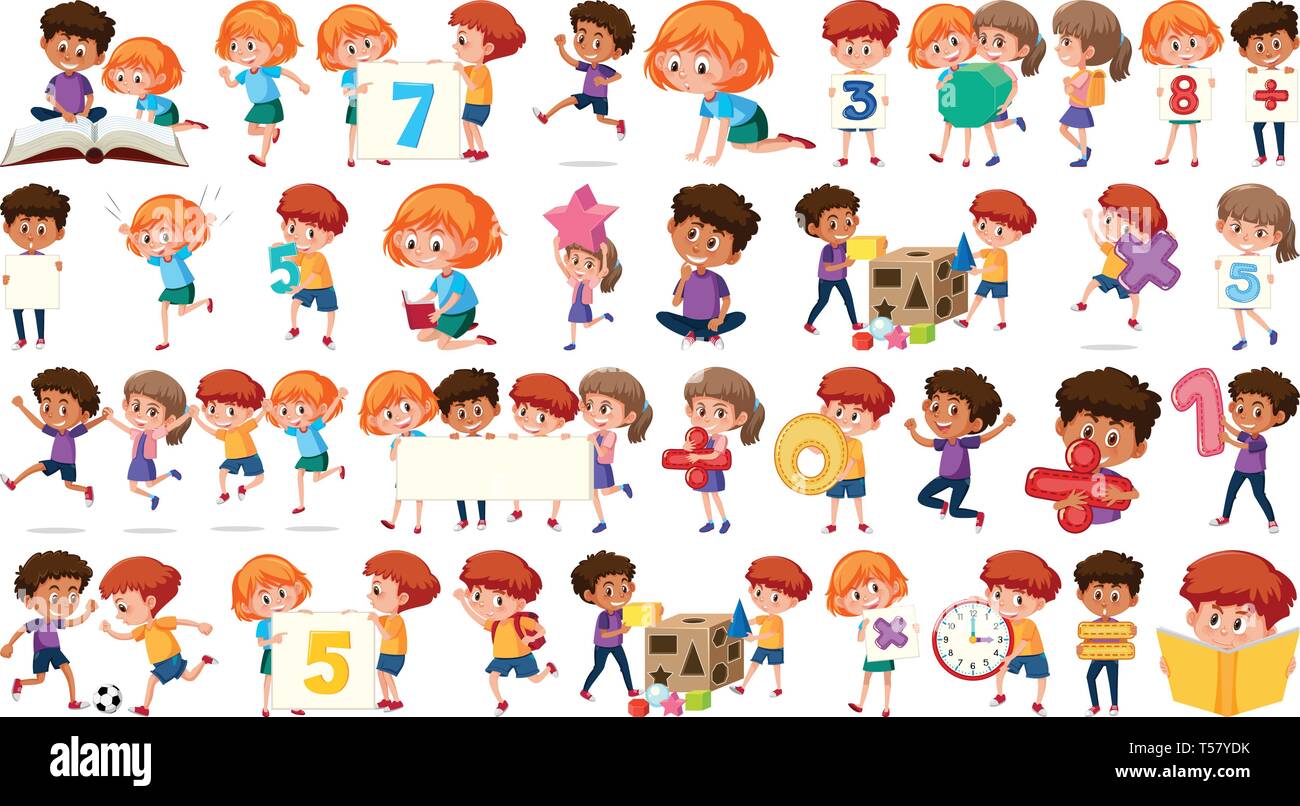 Set of math kids illustration Stock Vector Image & Art - Alamy