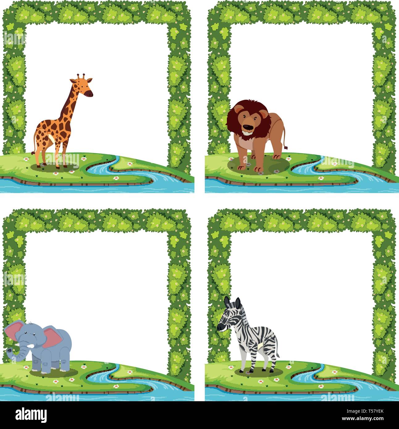 Set of animal border illustration Stock Vector Image & Art Alamy