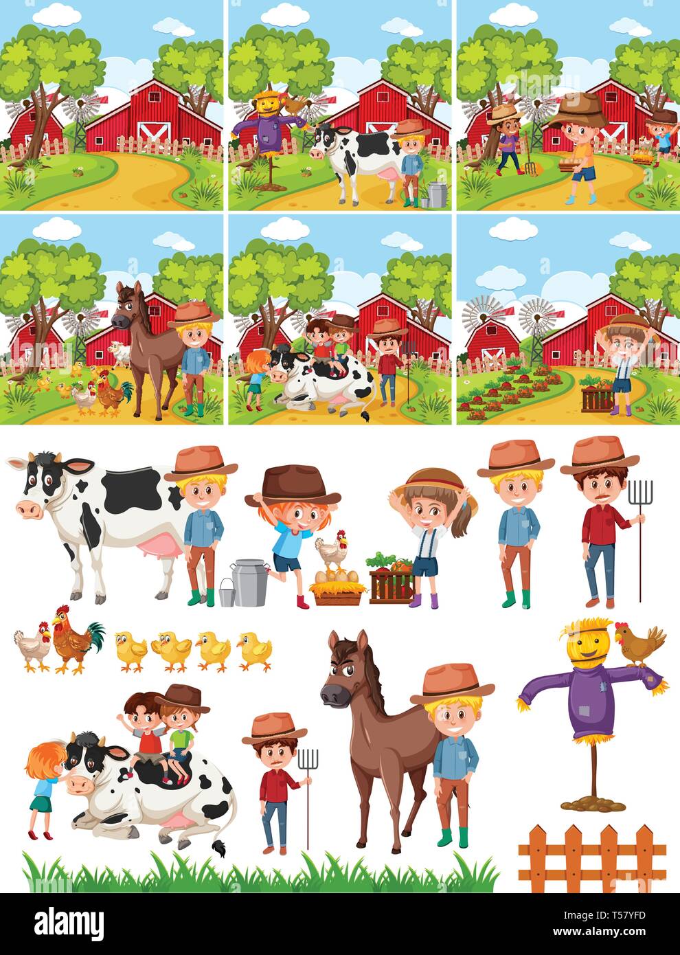 Set of farmer in countryside illustration Stock Vector Image & Art - Alamy