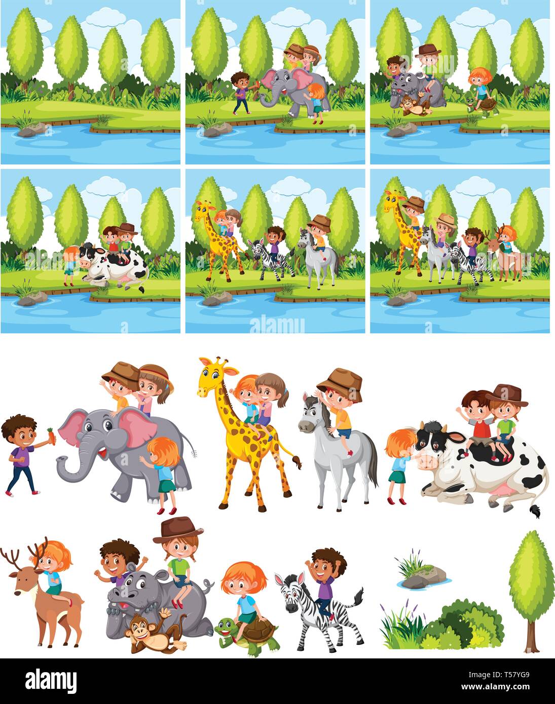 Black children horse riding Stock Vector Images - Alamy