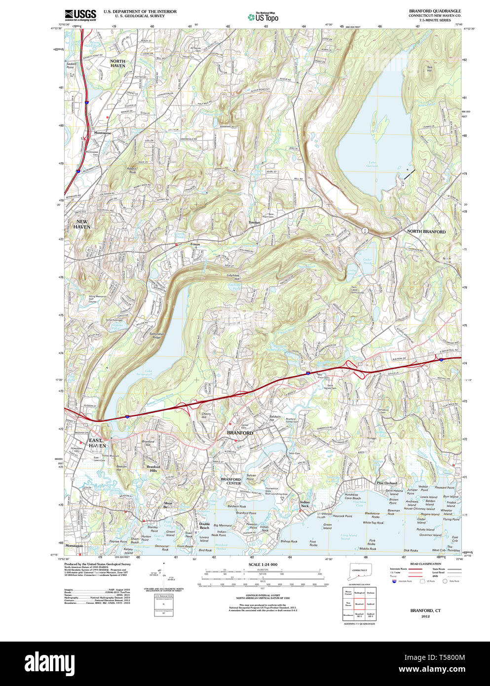 Branford Connecticut Topographic Map