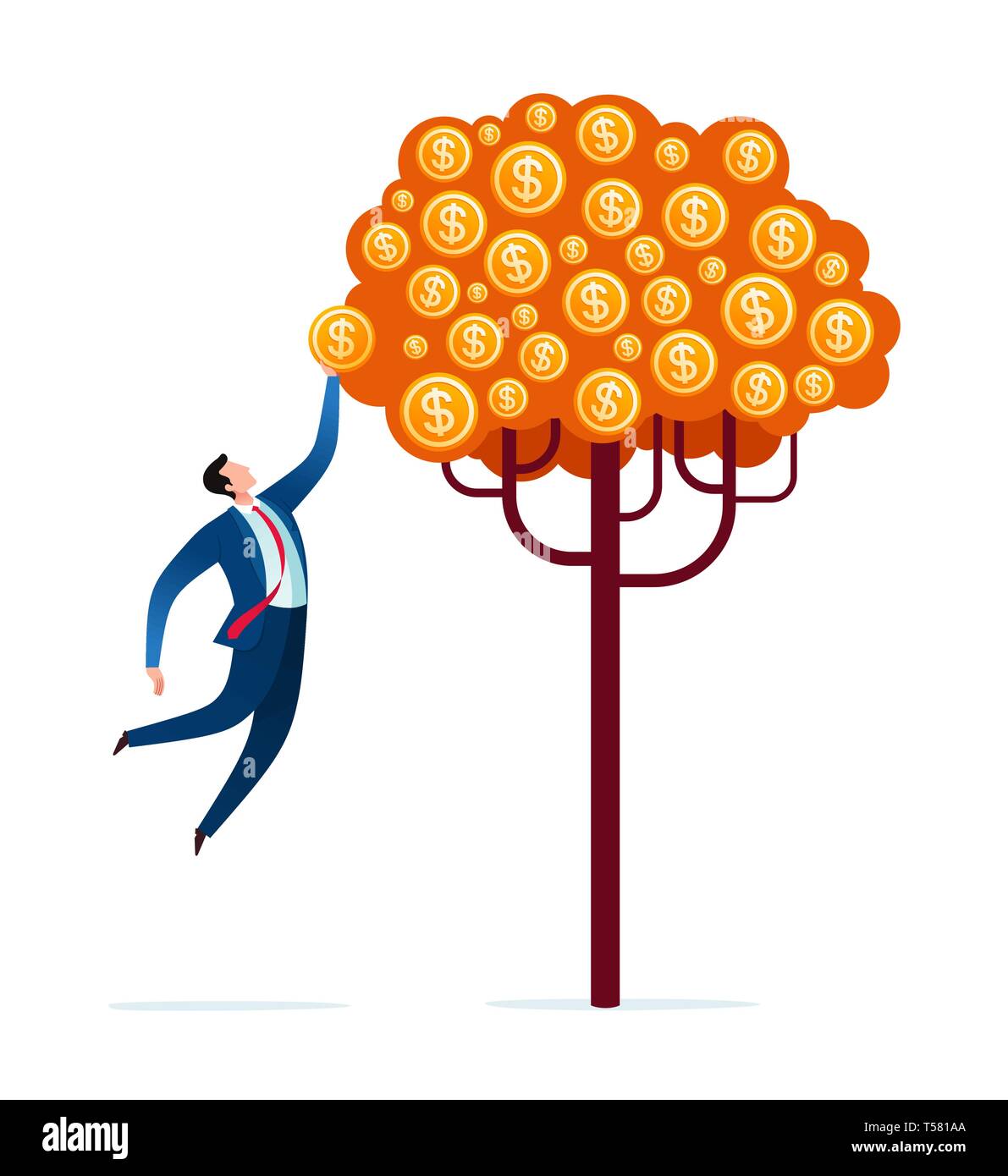 Harvesting the fruit of business tree. Business investment concept