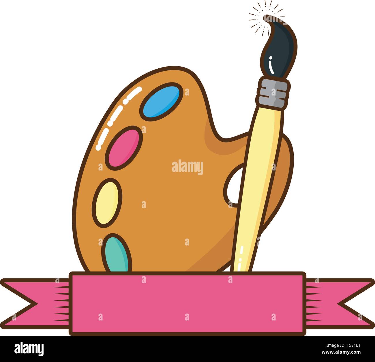 color palette with brush isolated icon Stock Vector Image & Art - Alamy