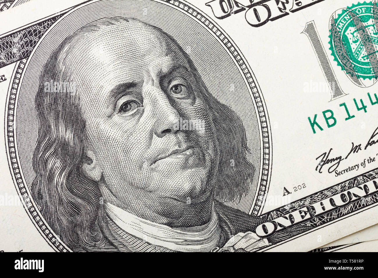 One hundred dollar bill macro Stock Photo - Alamy