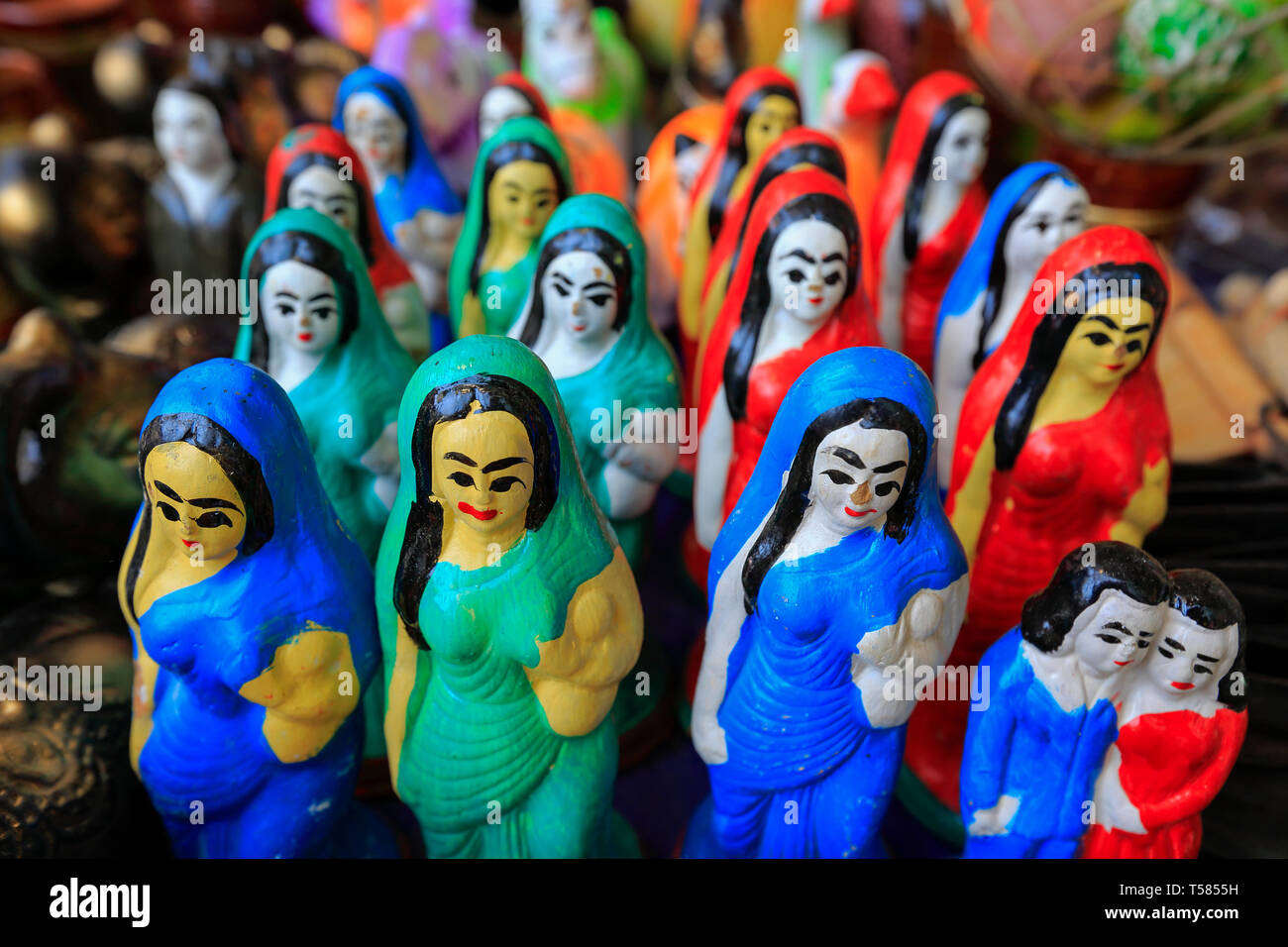 Potteries are displayed at a stall in Bou Mela, an ancient rural fair at Sonargaon in Narayanganj, Bangladesh Stock Photo