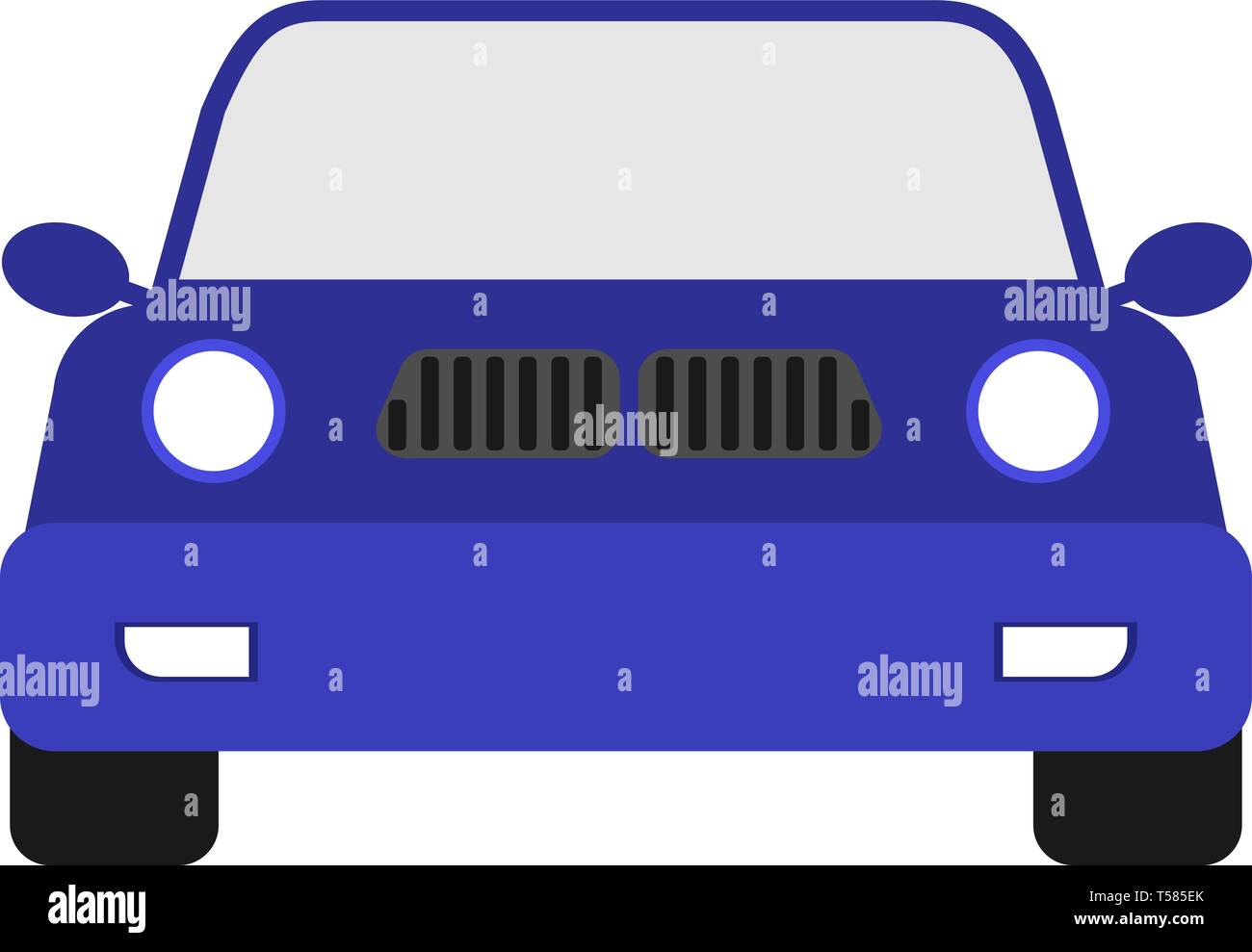 Modern Car emoji with front view. Cartoon style vector illustration