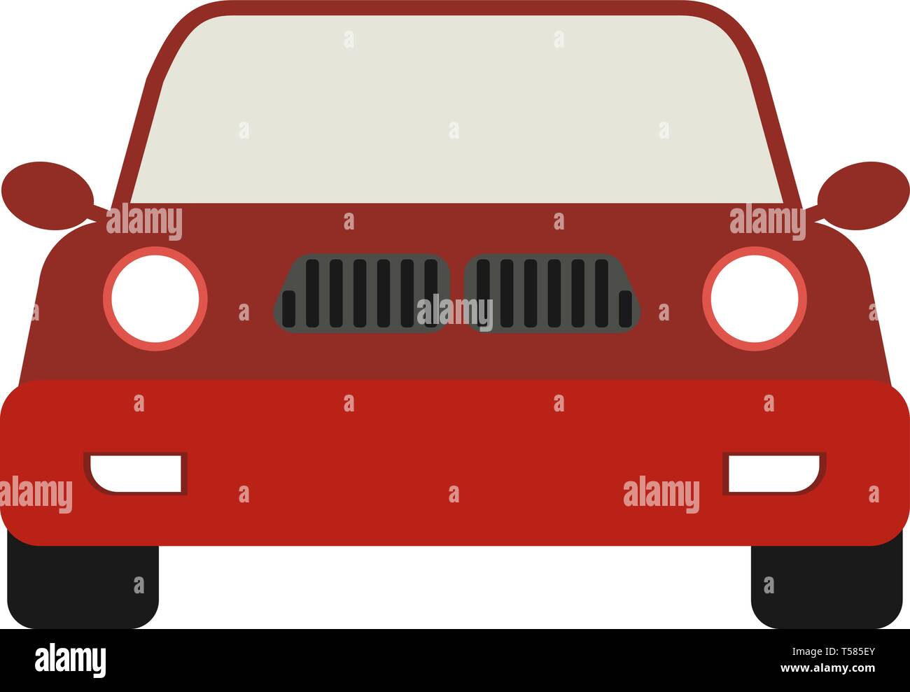 Modern Car emoji with front view. Cartoon style vector illustration