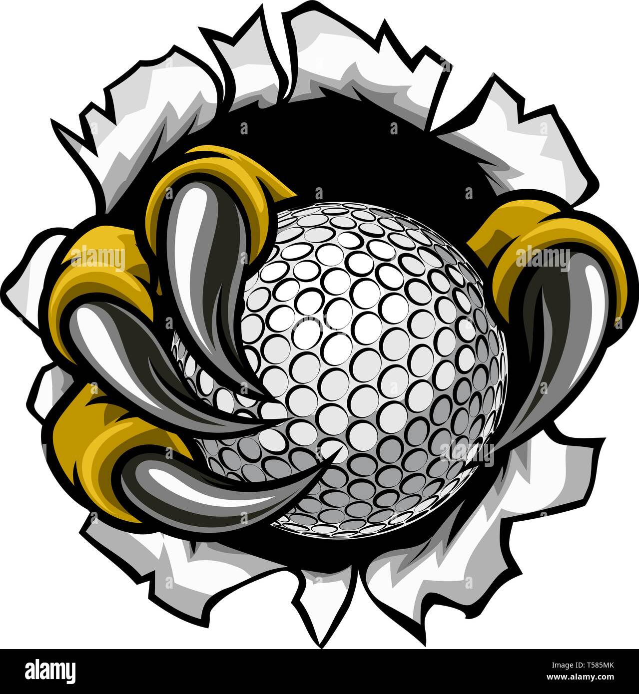 Golf Ball Eagle Claw Talons Ripping Background Stock Vector