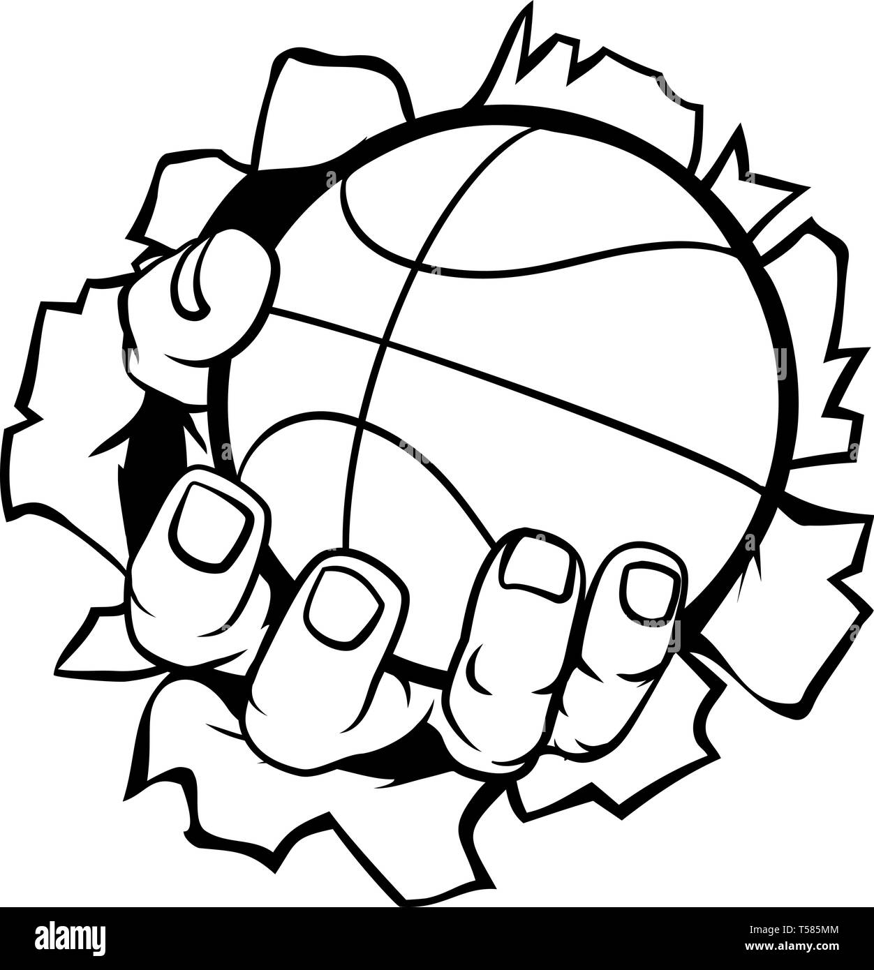 Basketball Ball Hand Ripping Background Stock Vector