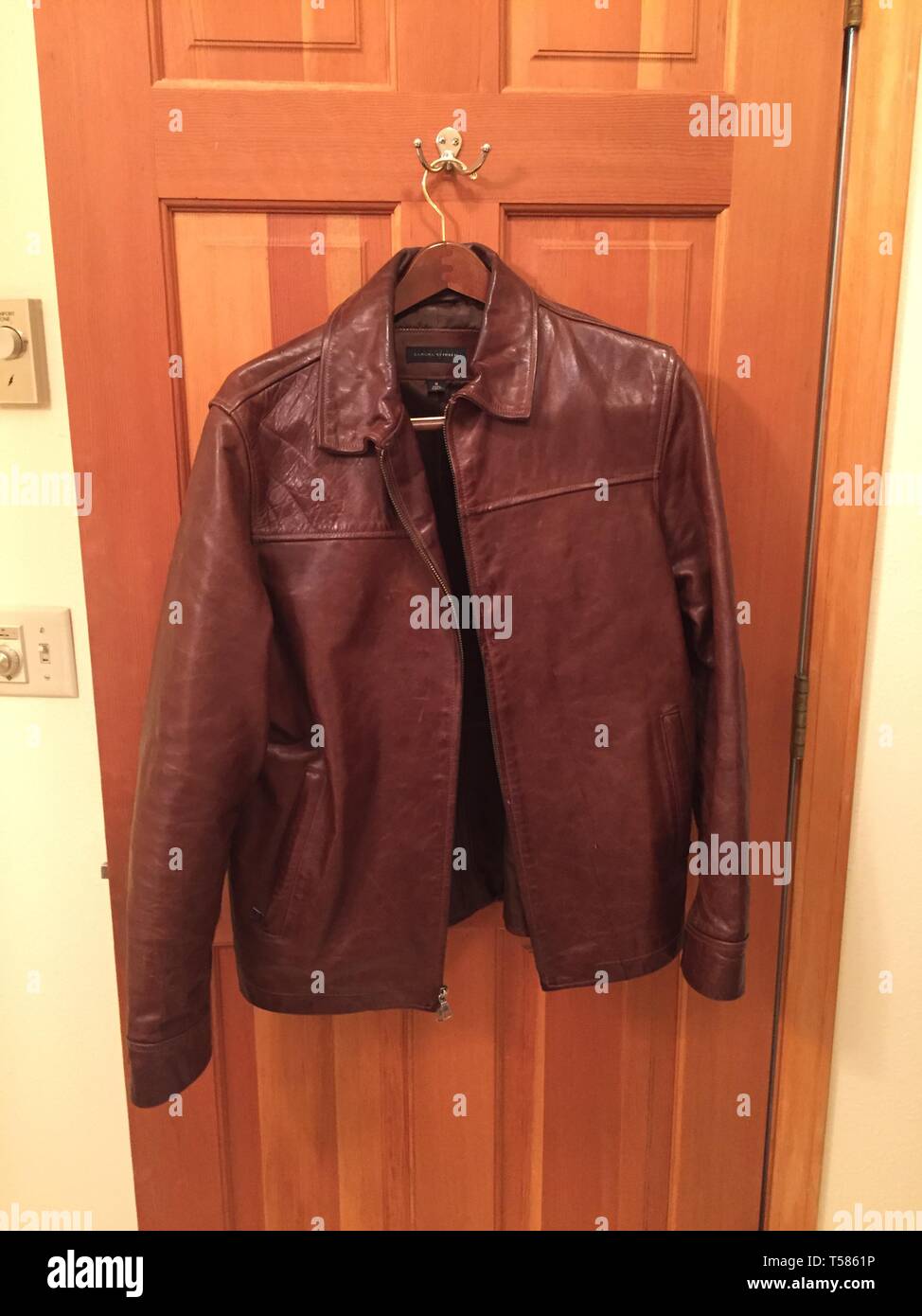 A second hand leather jacket Stock Photo Alamy