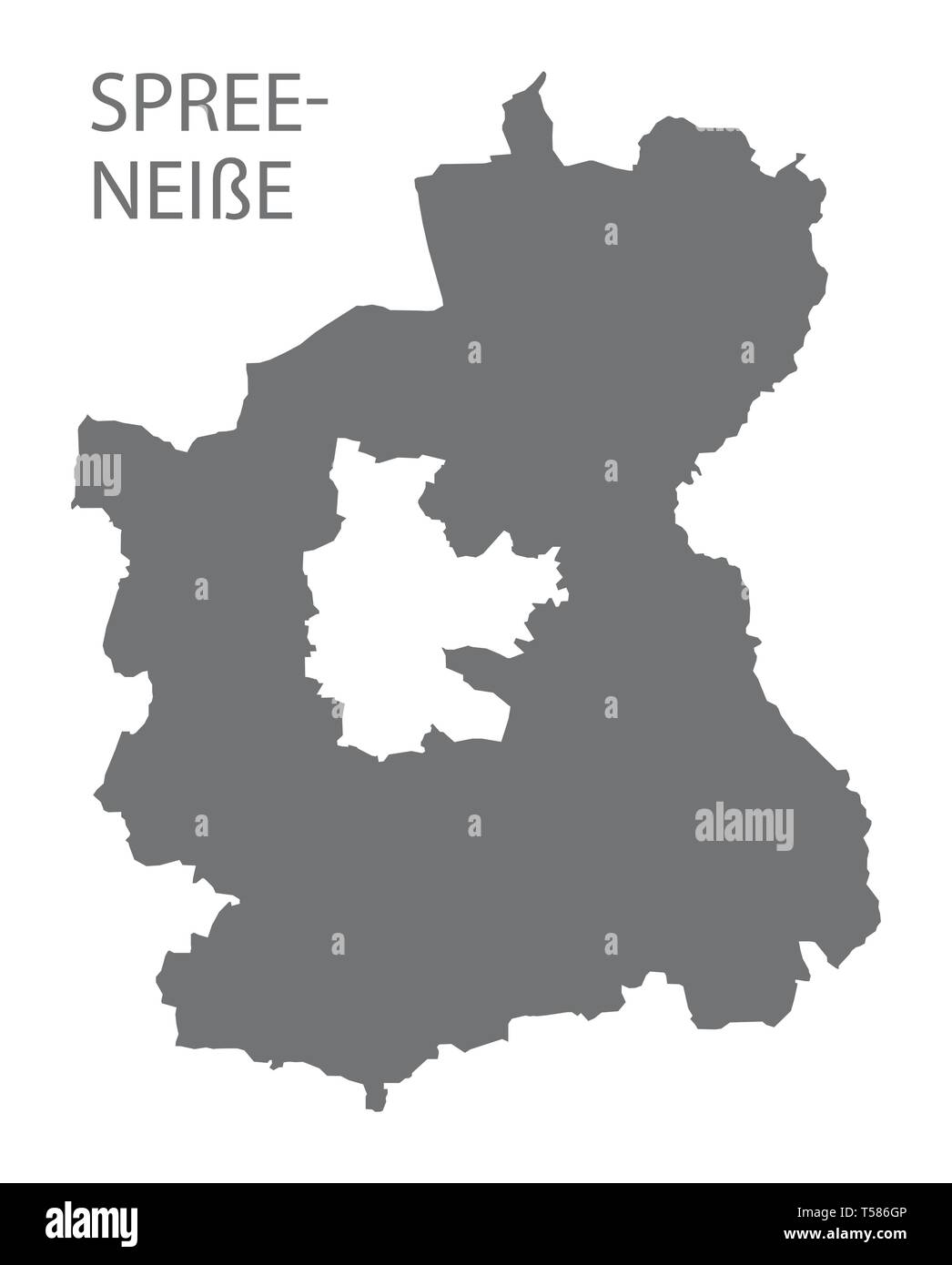 Spree-Neisse grey county map of Brandenburg Germany Stock Vector