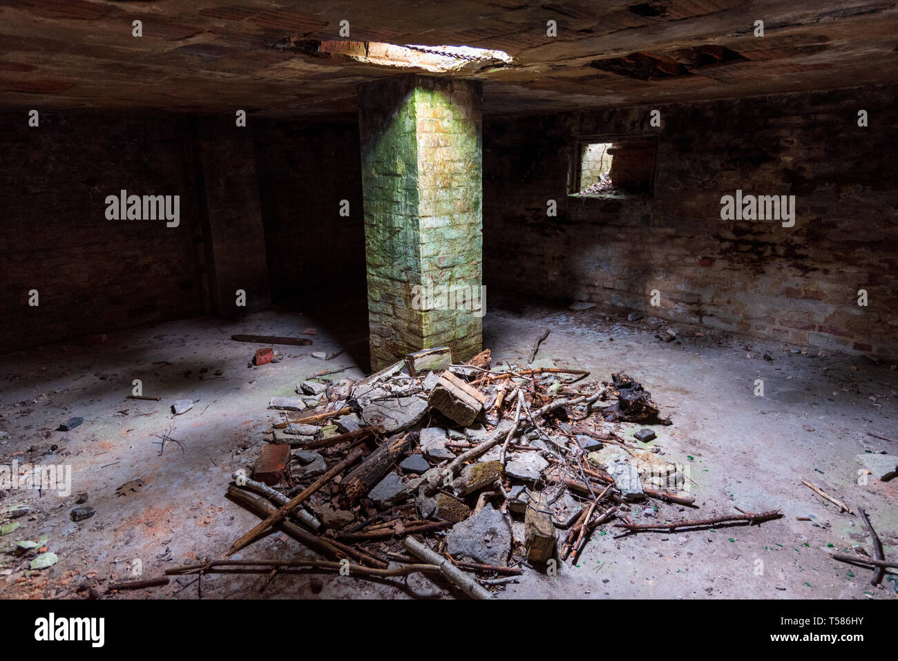 Remains of hospital in Stalag Luft III Great Escape POW Camp, Zagan, Poland Stock Photo