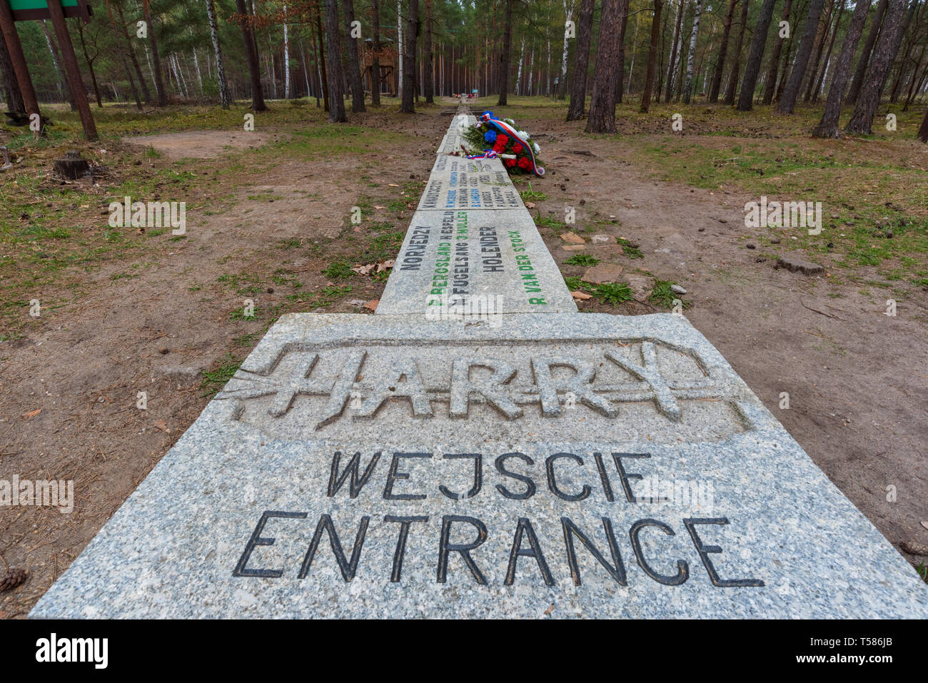 Line marking location of Tunnel Harry in Great Escape camp, Zagan, Poland Stock Photo