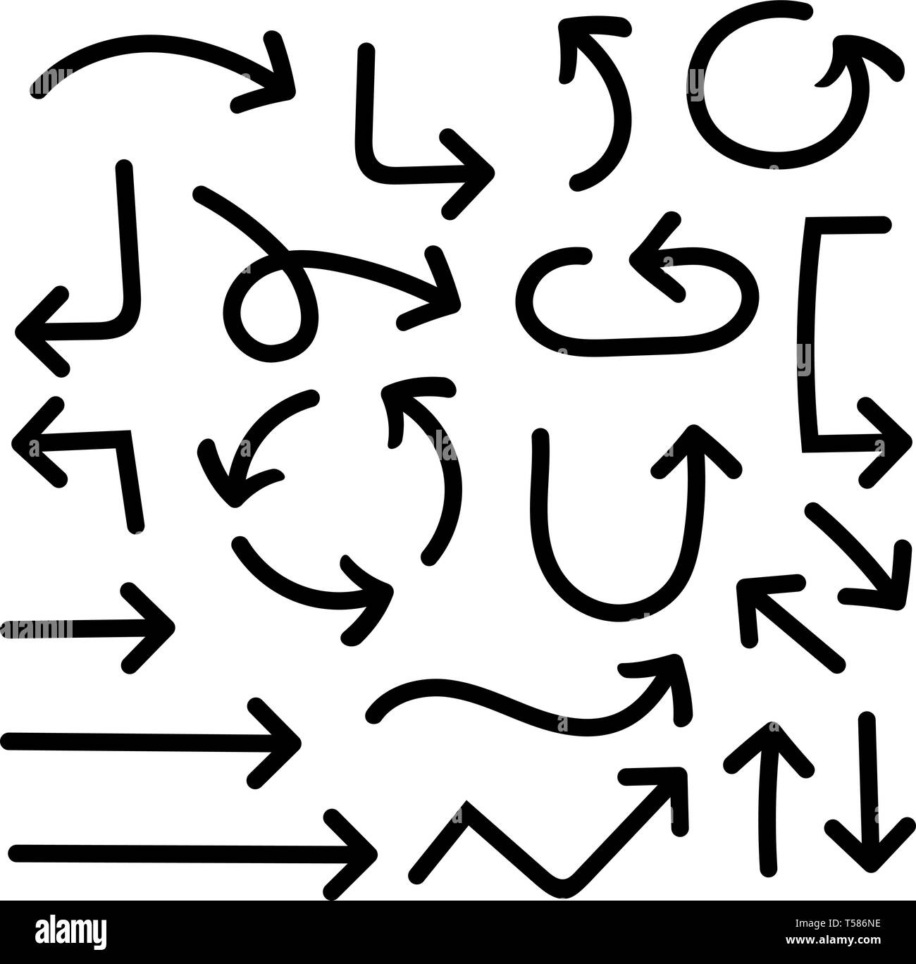 Black flat arrows. Hand drawn elements Stock Vector Image & Art - Alamy