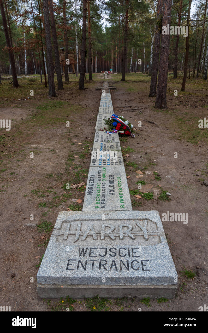 Line marking location of Tunnel Harry in Great Escape camp, Zagan, Poland Stock Photo