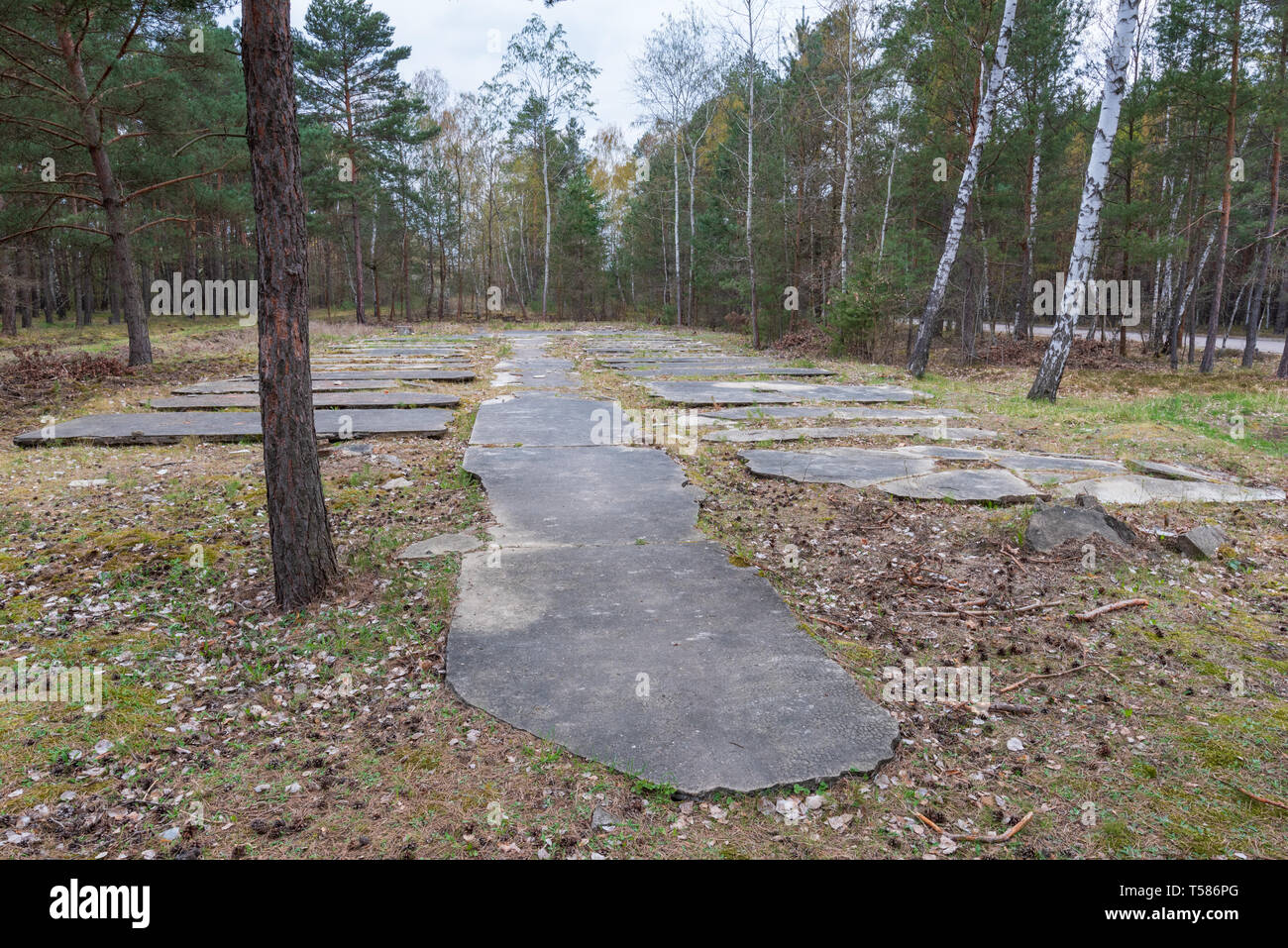 Foundations of the cooler in Stalag Luft III Great Escape Camp, Zagan, Poland Stock Photo