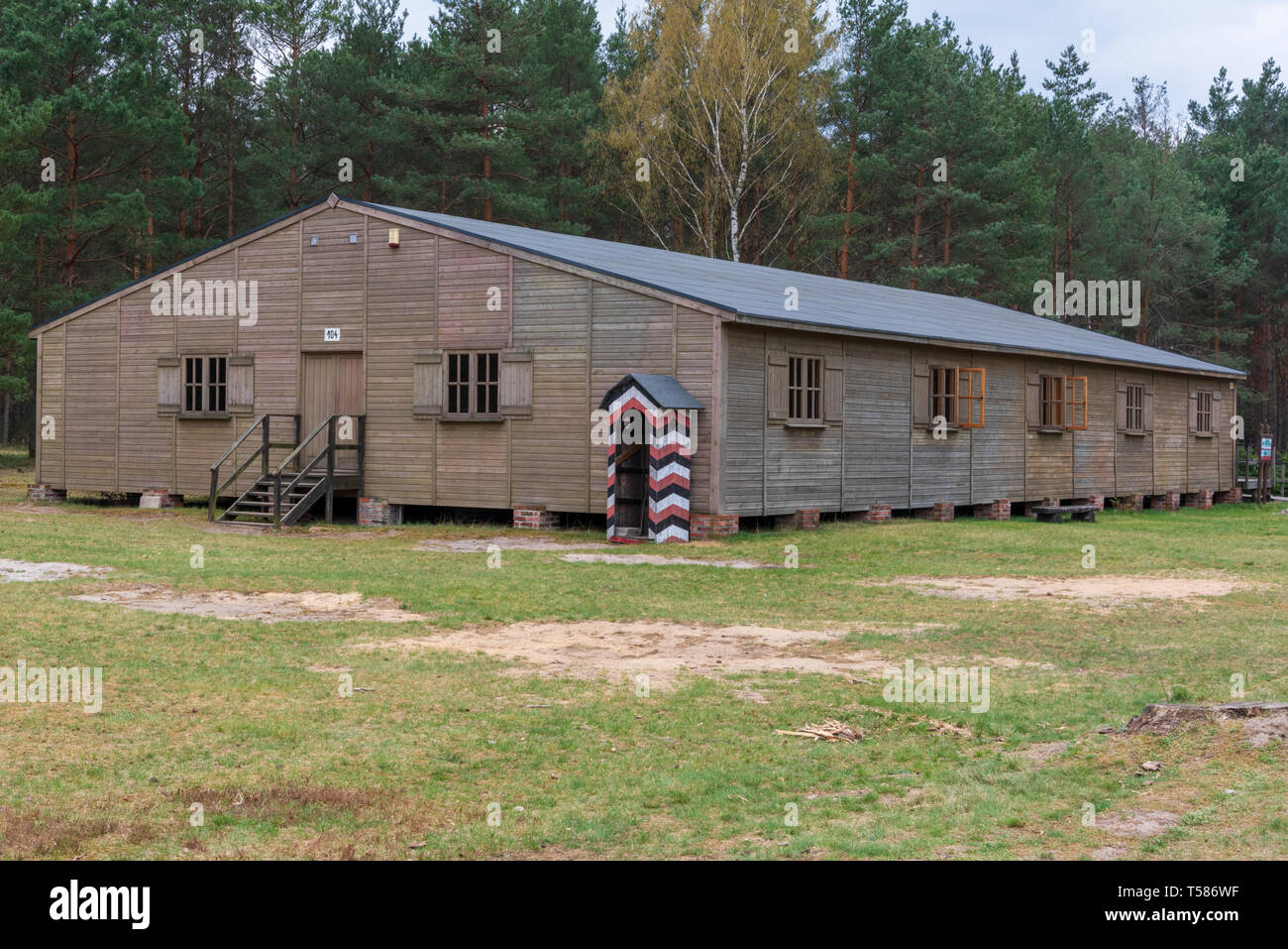 Replica POW hut at Stalag Great Escape Camp, Sagan, Poland Stock Photo